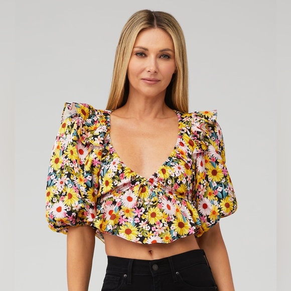 LIKE NEW! FOR LOVE & LEMONS glenn crop top in yellow - xs - Picture 5 of 8